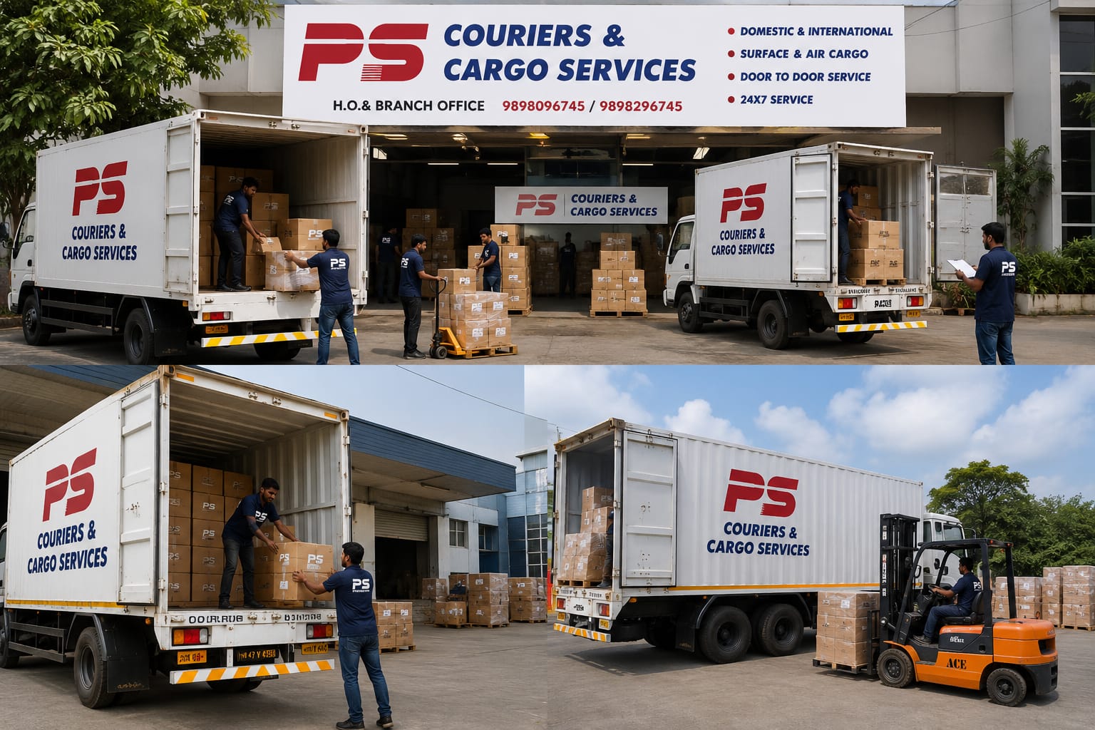 Allen Express staff loading cargo at the branch godown